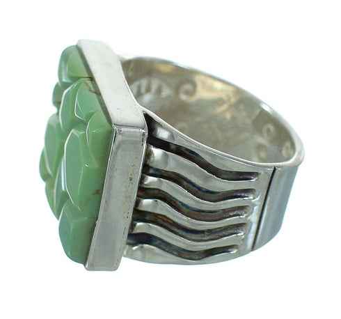 Southwest Genuine Sterling Silver Turquoise Inlay Ring Size 7-1/4 QX69149