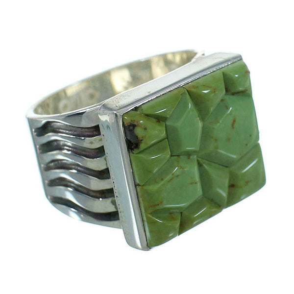Turquoise Inlay Genuine Sterling Silver Southwestern Ring Size 5-1/2 QX69168