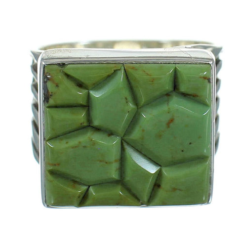 Turquoise Inlay Genuine Sterling Silver Southwestern Ring Size 5-1/2 QX69168