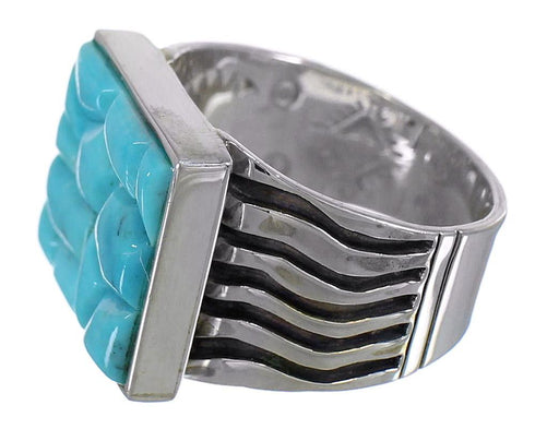 Turquoise Inlay And Sterling Silver Southwest Ring Size 4-3/4 YX68732