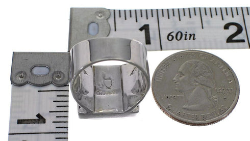 Turquoise Inlay And Sterling Silver Southwest Ring Size 4-3/4 YX68732