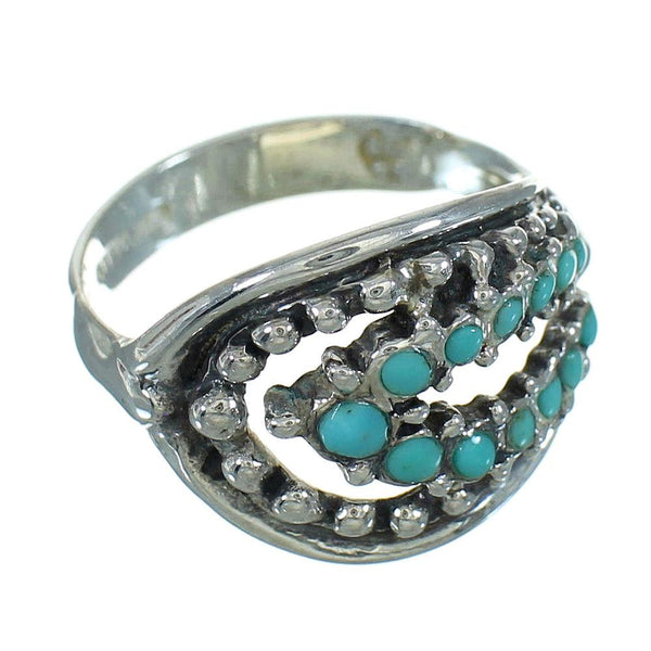 Turquoise Southwestern Sterling Silver Jewelry Ring Size 8-1/4 YX71636