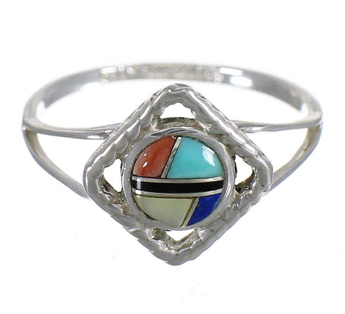 Southwestern Multicolor Silver Ring Size 5-1/4 YX70997