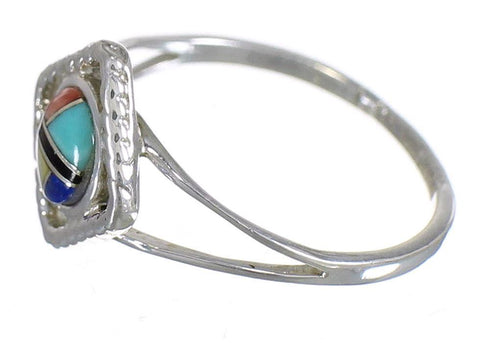 Southwestern Multicolor Silver Ring Size 5-1/4 YX70997