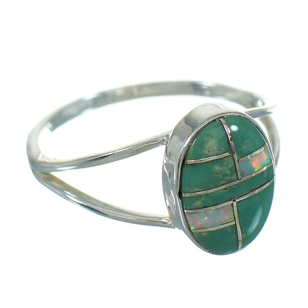 Opal And Turquoise Southwestern Sterling Silver Ring Size 4-3/4 WX73826