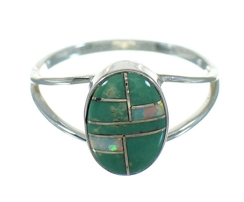 Opal And Turquoise Southwestern Sterling Silver Ring Size 4-3/4 WX73826