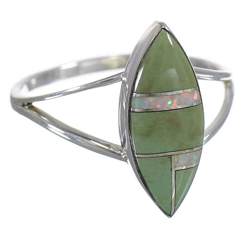 Genuine Sterling Silver Turquoise Opal Inlay Ring Size 5-1/4 RX83110