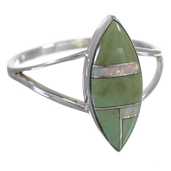 Genuine Sterling Silver Turquoise Opal Inlay Ring Size 5-1/4 RX83110