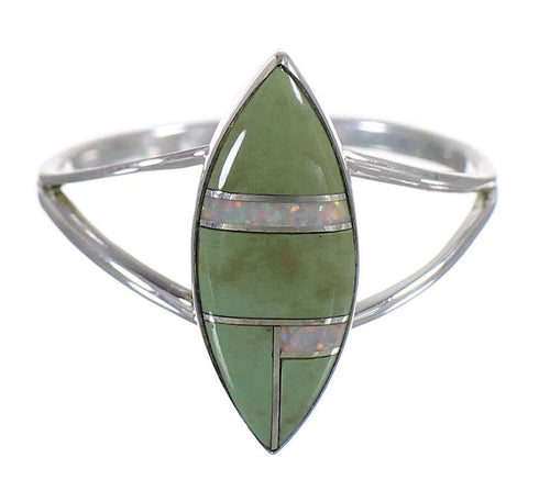 Genuine Sterling Silver Turquoise Opal Inlay Ring Size 5-1/4 RX83110