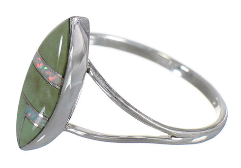 Genuine Sterling Silver Turquoise Opal Inlay Ring Size 5-1/4 RX83110