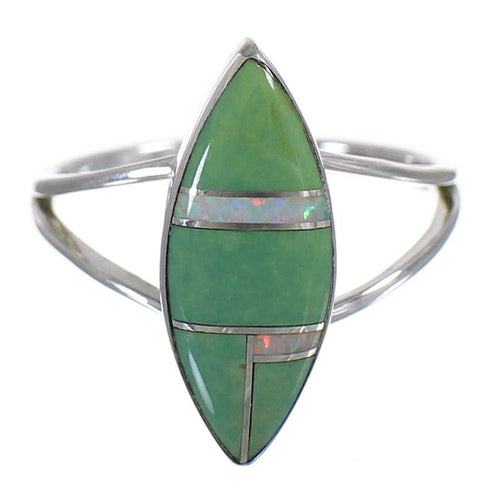 Turquoise And Opal Inlay Genuine Sterling Silver Ring Size 5-1/4 RX83127