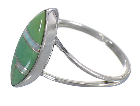 Turquoise And Opal Inlay Genuine Sterling Silver Ring Size 5-1/4 RX83127