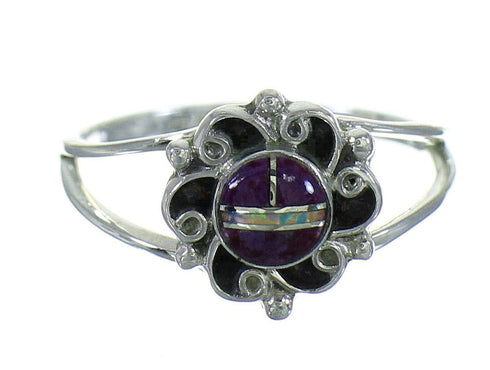 Southwest Opal Magenta Turquoise Silver Ring Size 5-1/2 YX82222