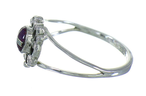 Southwest Opal Magenta Turquoise Silver Ring Size 5-1/2 YX82222