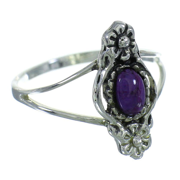 Genuine Sterling Silver And Magenta Turquoise Southwest Flower Jewelry Ring Size 6-1/4 YX67347