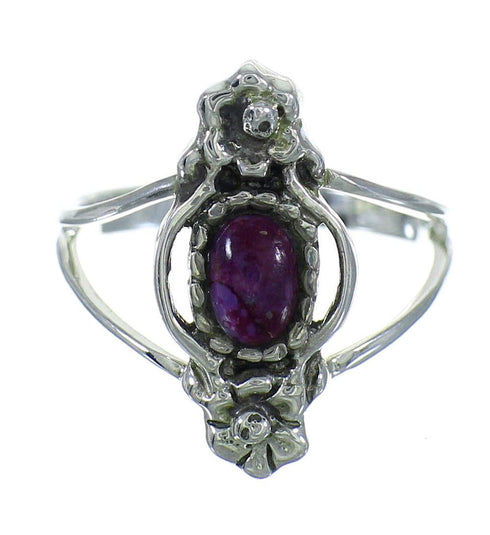 Magenta Turquoise And Sterling Silver Southwest Flower Jewelry Ring Size 4-3/4 YX67355