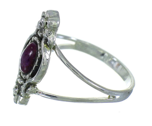 Magenta Turquoise And Sterling Silver Southwest Flower Jewelry Ring Size 4-3/4 YX67355