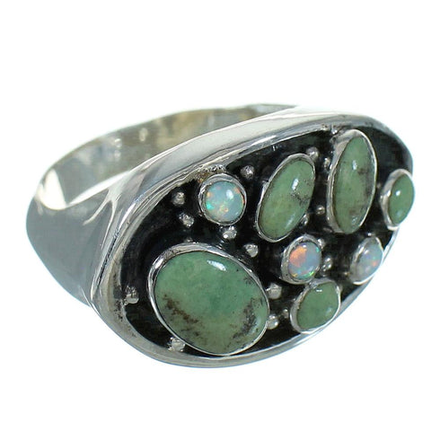 Authentic Sterling Silver Turquoise And Opal Southwest Jewelry Ring Size 8-1/2 YX68901