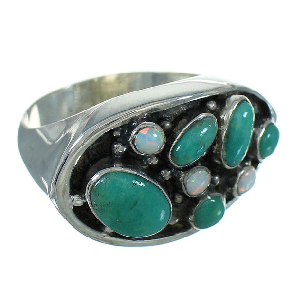 Authentic Sterling Silver Opal And Turquoise Southwest Ring Size 8-3/4 YX68903