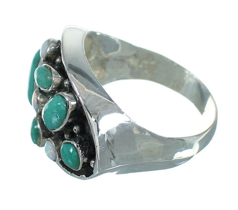 Authentic Sterling Silver Opal And Turquoise Southwest Ring Size 8-3/4 YX68903