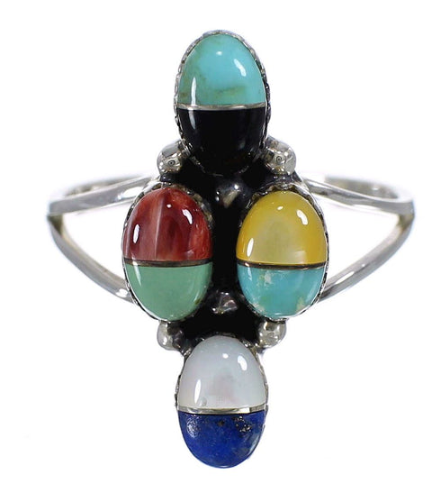 Southwestern Multicolor Sterling Silver Ring Size 8-1/2 YX70927