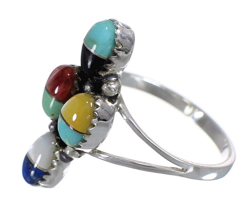 Southwestern Multicolor Sterling Silver Ring Size 8-1/2 YX70927