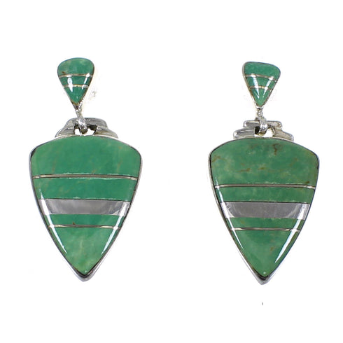 Turquoise Southwest Authentic Sterling Silver Post Dangle Earrings RX78522