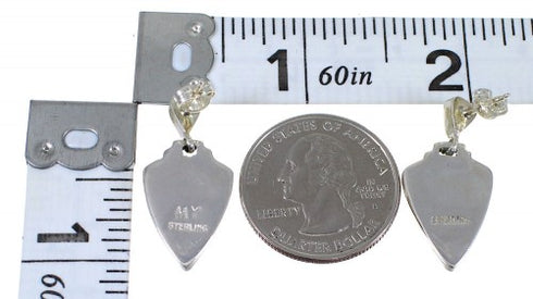 Turquoise Inlay And Sterling Silver Post Dangle Earrings