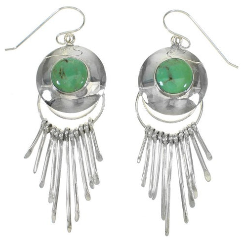 Genuine Sterling Silver Turquoise Hook Dangle Earrings RX70799