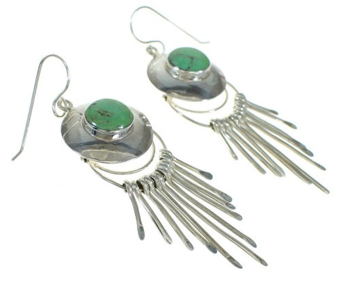 Genuine Sterling Silver Turquoise Hook Dangle Earrings RX70799