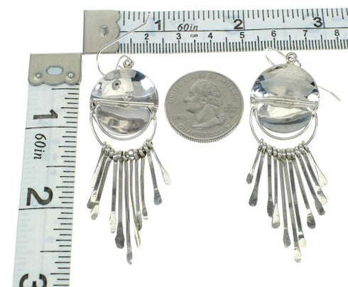 Genuine Sterling Silver Turquoise Hook Dangle Earrings RX70799