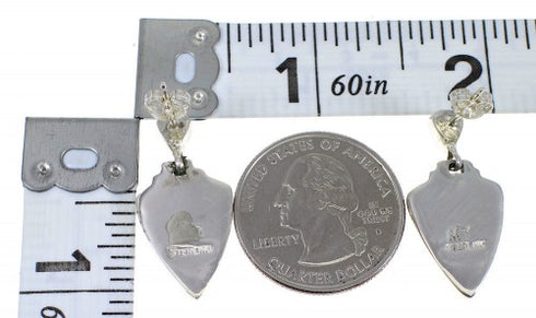 Turquoise Inlay And Sterling Silver Post Dangle Earrings