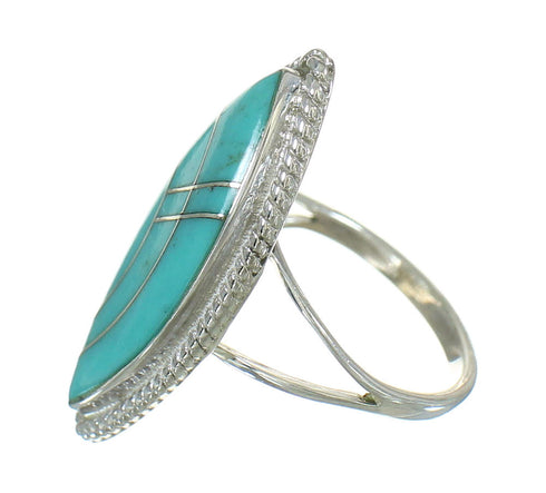 Sterling Silver And Turquoise Inlay Southwest Ring Size 6-3/4 WX79715