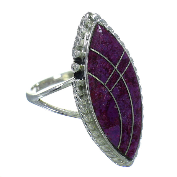 Genuine Sterling Silver And Magenta Turquoise Inlay Southwest Ring Size 7-1/4 YX66850