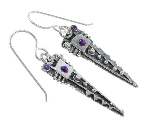 Magenta Turquoise And Sterling Silver Hook Dangle Earrings WX67106