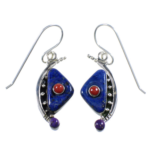 Sterling Silver Southwest Multicolor Hook Dangle Earrings AX94166