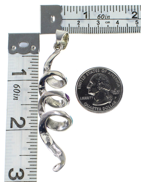 Genuine Sterling Silver Multicolor Southwest Pendant YX94731