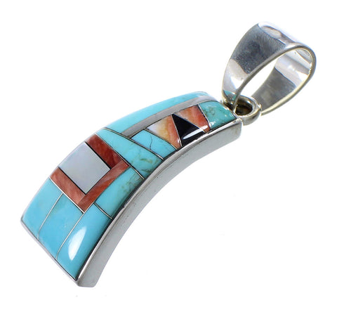 Authentic Sterling Silver And Multicolor Southwest Pendant YX94741