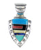 Southwestern Multicolor Inlay Arrowhead And Waterwave Silver Pendant AX94567
