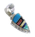 Southwestern Multicolor Inlay Arrowhead And Waterwave Silver Pendant AX94567