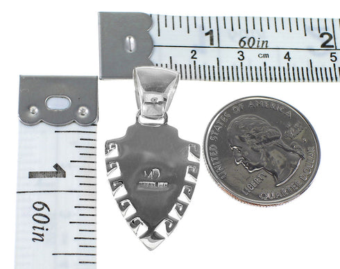 Southwestern Multicolor Inlay Arrowhead And Waterwave Silver Pendant AX94567