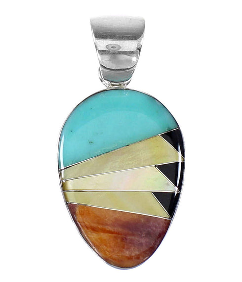 Genuine Sterling Silver Multicolor Southwestern Pendant YX94481