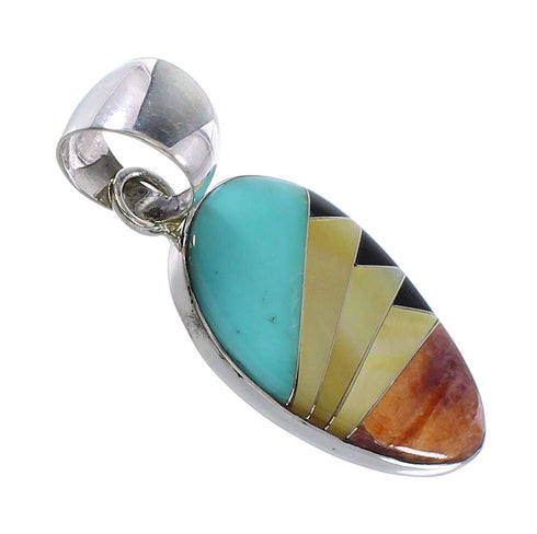 Genuine Sterling Silver Multicolor Southwestern Pendant YX94481