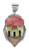 Multicolor Sterling Silver Native American Pueblo Village Design Southwest Pendant RX94541