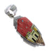 Multicolor Inlay And Sterling Silver Native American Pueblo Village Design Pendant RX94543