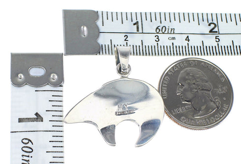 Multicolor Inlay Southwestern Jewelry Silver Bear Arrow Pendant RX94665