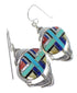 Authentic Sterling Silver Multicolor Southwestern Hook Dangle Earrings YX94627