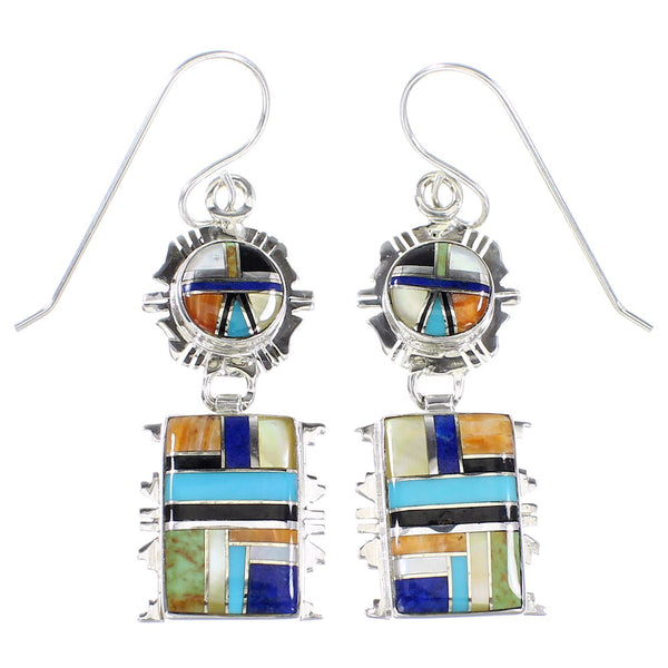 Multicolor And Silver Southwestern Hook Dangle Earrings YX94686