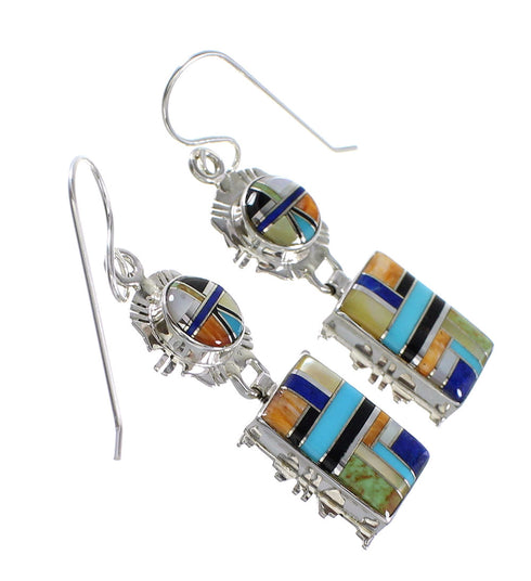 Multicolor And Silver Southwestern Hook Dangle Earrings YX94686