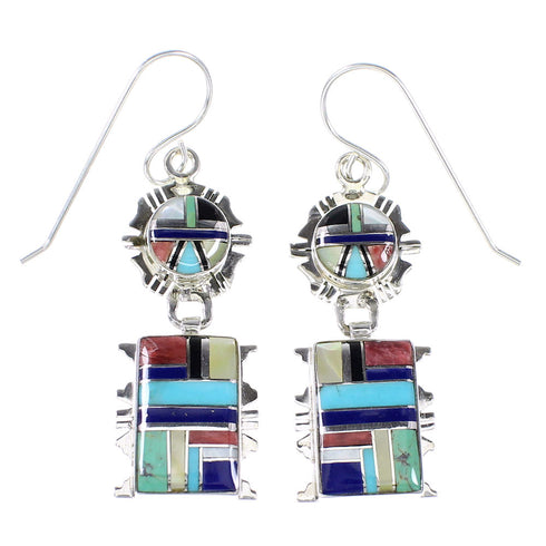 Multicolor And Sterling Silver Southwest Hook Dangle Earrings YX94689